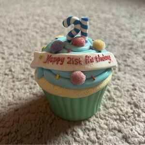 Happy 21st Birthday Ceramic Cupcake Trinket Coin Holder